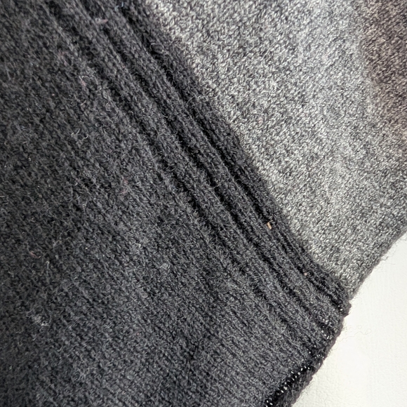 Celeste Wool Cashmere Black & Grey Colorblock Knit Shawl Poncho - Picture 5 of 9